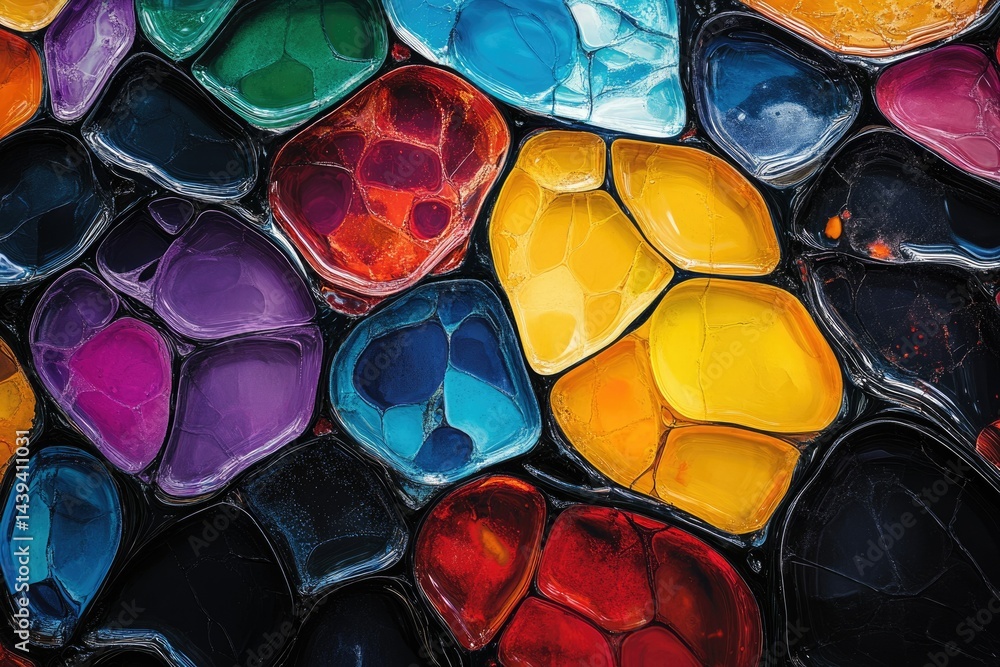 Poster Abstract art featuring vibrant, multicolored, pebble-like shapes, creating a mesmerizing visual texture.