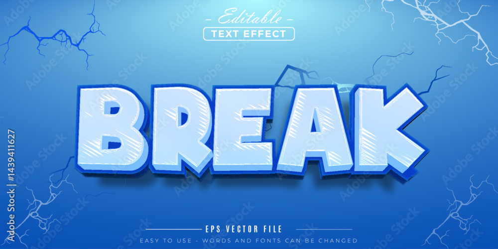 Poster break font style, editable text effect.