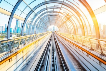 Modern elevated train tunnel
