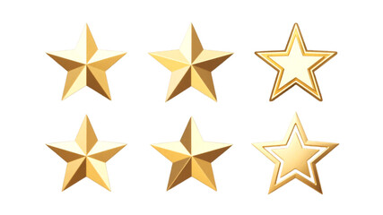 Obraz premium Gold Stars on Transparent/PNG Background for Website Design or App Icons. A set of gold stars on a pure PNG/Transparent background