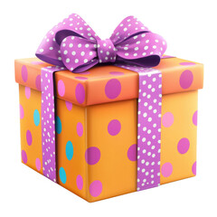 Colorful Gift Box with Polka Dots and Bow for Celebrations