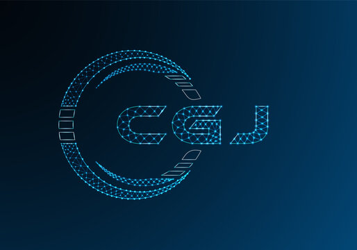 CGJ low poly letter logo vector design. CGJ lower poly logo design.