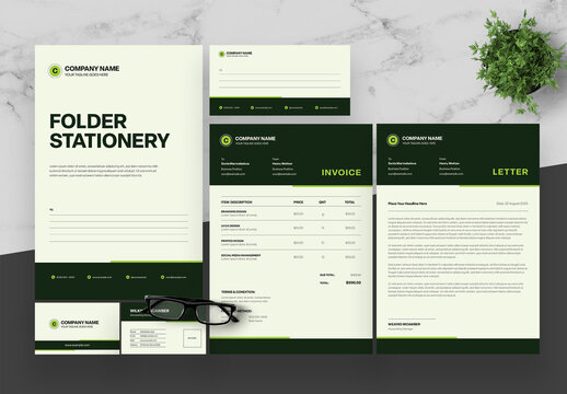 Green And Black Stationery