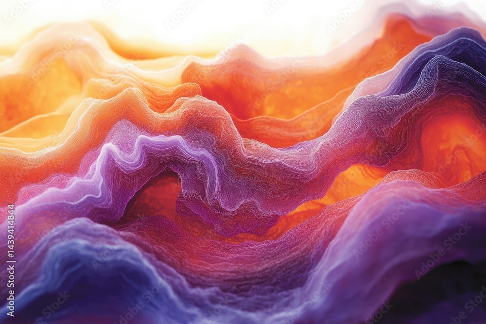 Poster Abstract image of vibrant, swirling, layered textile, creating a mesmerizing three-dimensional effect.