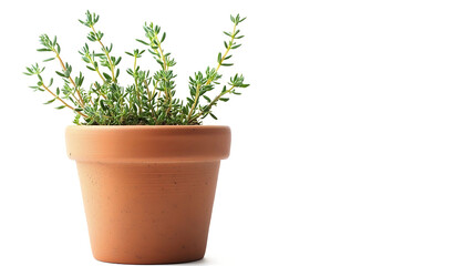 Fototapeta premium A small plant is in a clay pot