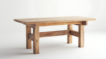 A wooden table with a white background