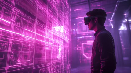 Immersive VR experience, futuristic setting