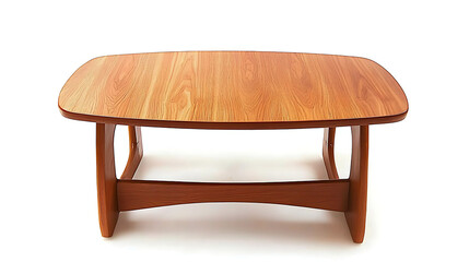 A wooden coffee table with a brown top