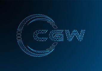 CGW low poly letter logo vector design. CGW lower poly logo design.