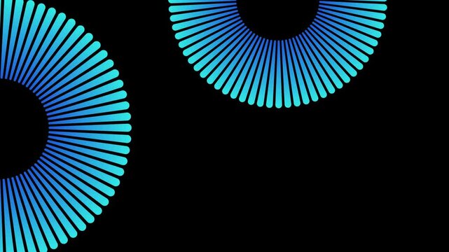 Title Two blue and black semicircles. Suitable for abstract design and technology concepts. Geometric shapes for modern branding and background use.