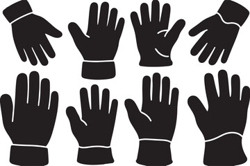 Fototapeta premium Hand Protection Gloves vector Silhouettes