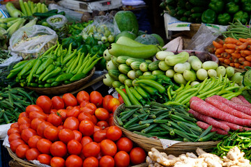 fresh vegetables on a local market in mumbai, india