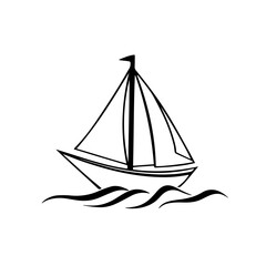 Sail Boat Icon silhouette for Nautical, Travel & Adventure Design