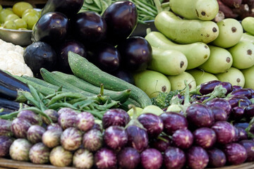 fresh vegetables on a local market in mumbai, india