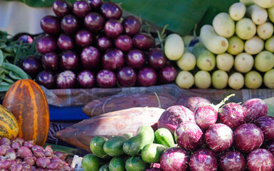 fresh vegetables on a local market in mumbai, india