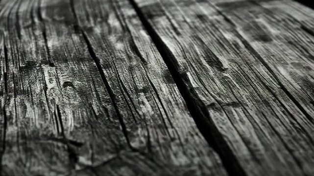 Dynamic rotation of aged wooden boards in artistic focus shift
