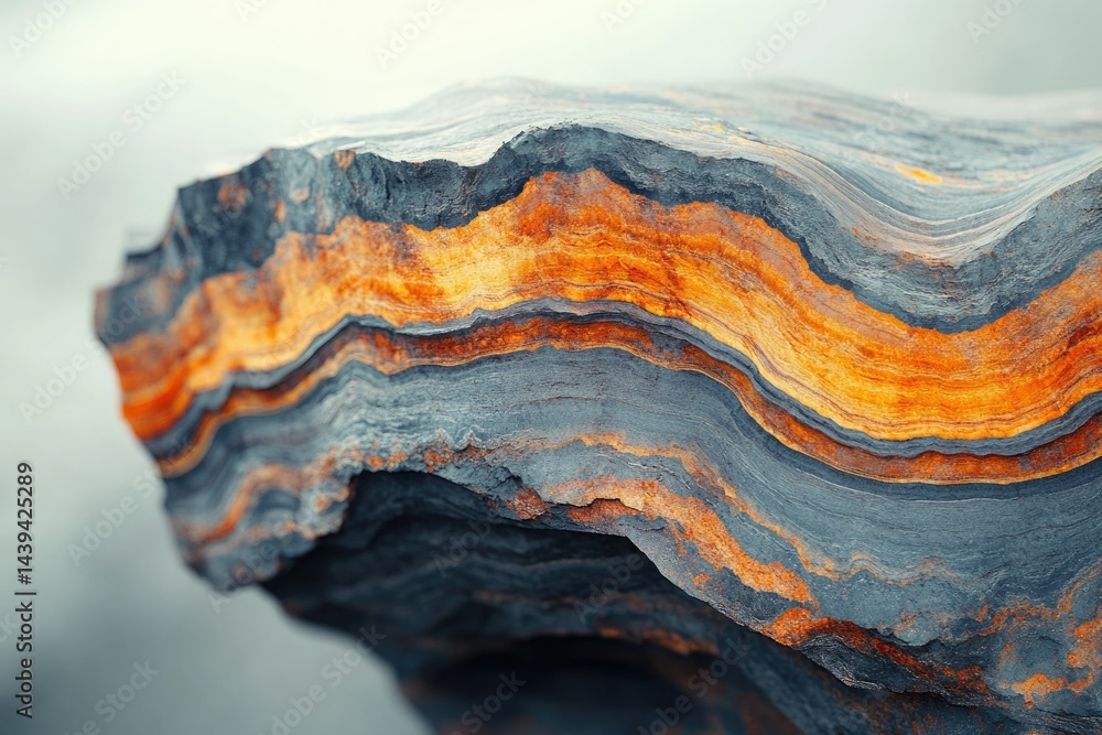 Poster striking layers of orange and grey rock create a mesmerizing geological formation.