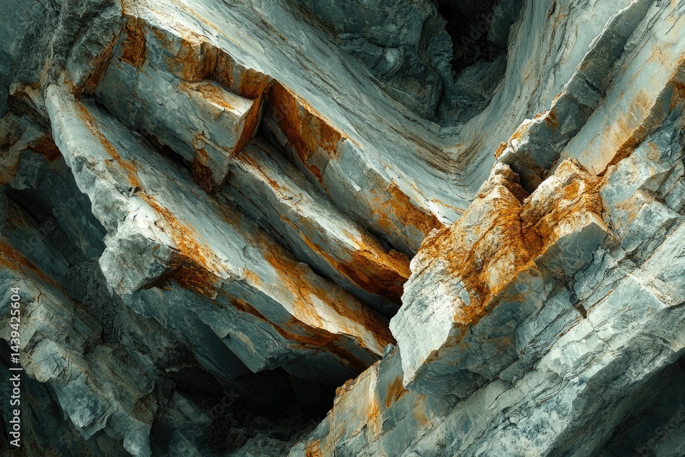 Fototapete intricate layers of gray and orange rock formations create a visually stunning abstract texture.