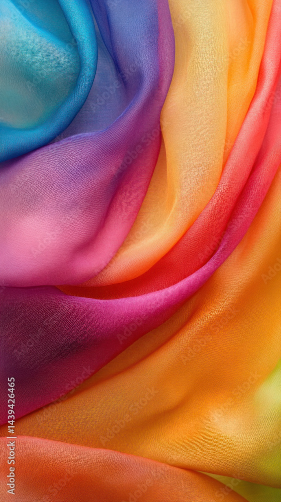 Poster a colorful piece of fabric with a rainbow pattern. the colors are bright and vibrant, creating a che