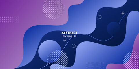 Blue and purple geometric business banner design. Creative banner design with wave and line shapes on background for template. Simple horizontal banner. Vector Eps10