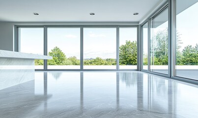 Fototapeta premium Modern open-plan room with expansive views