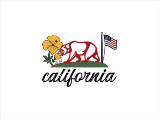 A classic, vintage inspired logo featuring a silhouette of a California grizzly bear standing atop a stylized base, with the word 