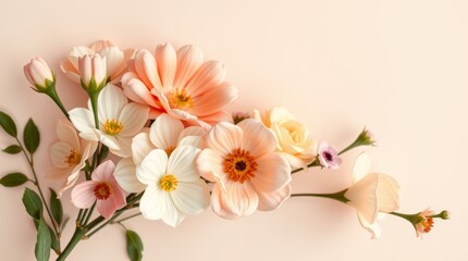 Fototapeta premium Vintage Mother's Day card with pastel flowers and soft retro tones