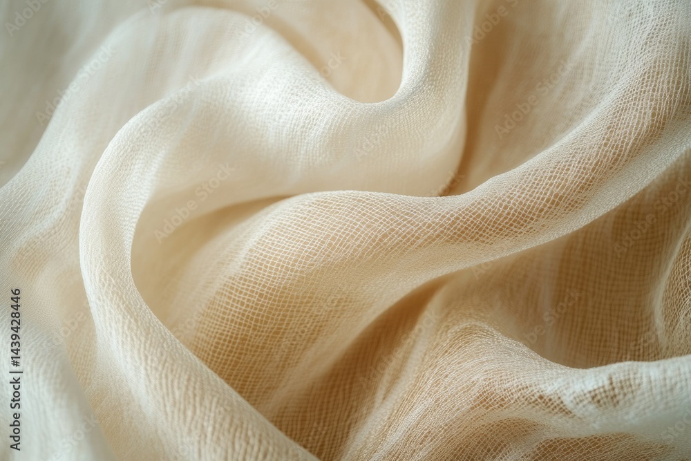 Poster soft, flowing beige fabric with a subtle texture, creating elegant drapes and folds.