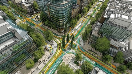 Urban Intersection Design, Aerial View