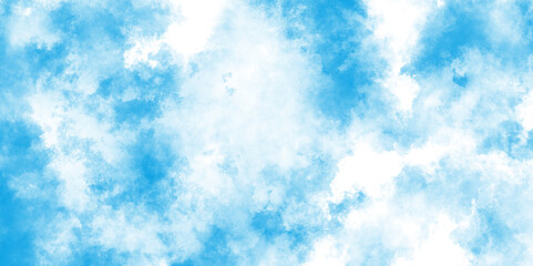 soft and lovely sky blue watercolor background with clouds, Sky clouds with brush painted blue watercolor texture,  clouds floating in the air on blue sky.