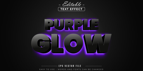 Purple glow text, editable text effect.