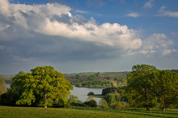 Beautiful views of Bewl Water Reservoir and the high weald on the East Sussex Kent border south east England UK