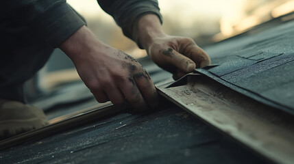 Roofing Contractor Installing Shingles