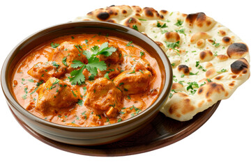 Spicy Delight: Chicken Tikka Masala Pleasure Isolated On White Background.