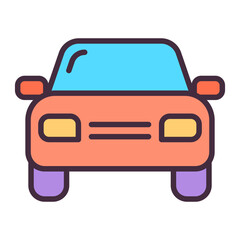 Car front view icon for transport and automotive concepts