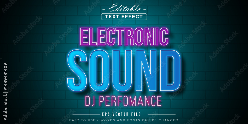 Poster electronic sound glow editable text effect.