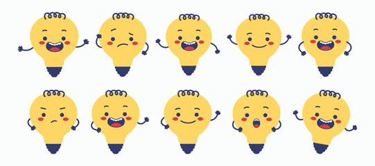 Cute Lightbulb Mascot Character Illustration