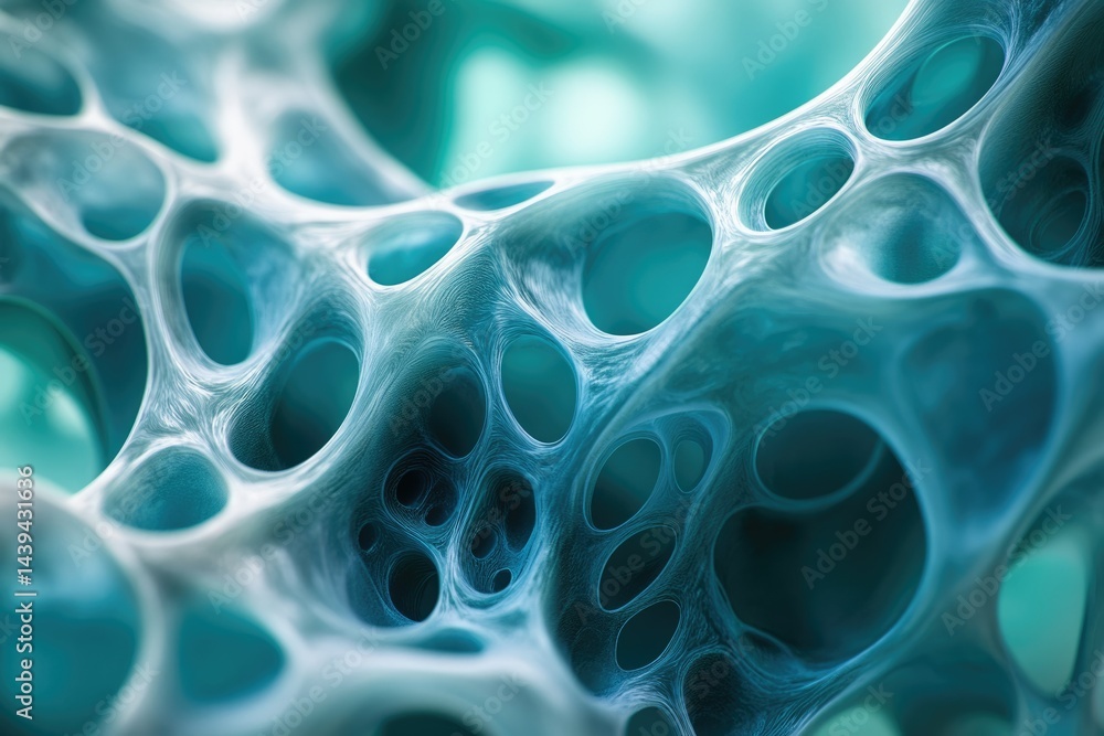 Aufkleber microscopic view of porous, interconnected structure resembling spongy bone or a network.