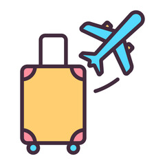 Suitcase and airplane travel icon

