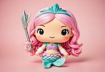 Fototapeta premium Chibi mermaid warrior character design