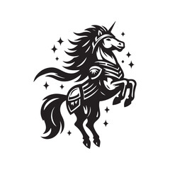 War Horse Illustration – Powerful Armored Horse Design