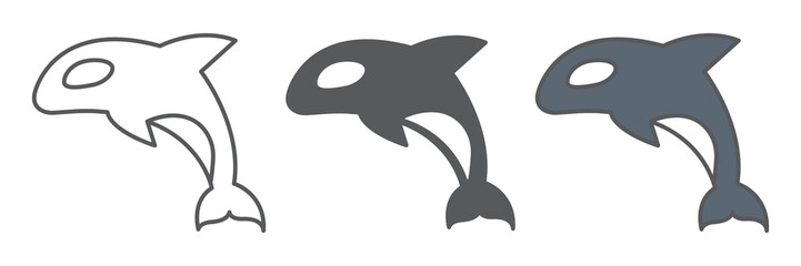 Orca icon collection, sea and ocean animals, orca vector icon set, vector graphics, editable stroke outline sign, eps 10 © amin268