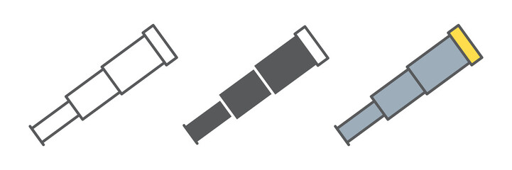 Spyglass icon collection, sea and optical, telescope vector icon set, vector graphics, editable stroke outline sign, eps 10