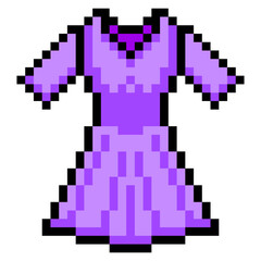 Dress with pixel art isolated on white background