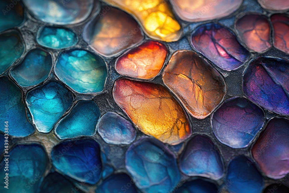 Leinwandbilder close-up of vibrant, multicolored, pebble-like textures creating an abstract mosaic pattern.
