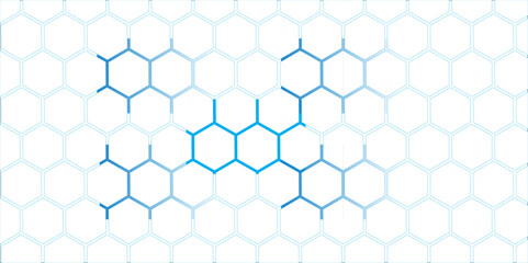 Blue abstract hexagon pattern seamless design with honeycomb texture and geometric shapes