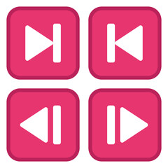 Rectangular slider buttons arrows icon set isolated on white background.