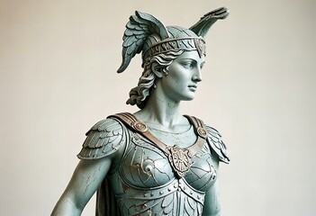 Obraz premium Stunning Statue of a valkyrie, isolated against a white background.