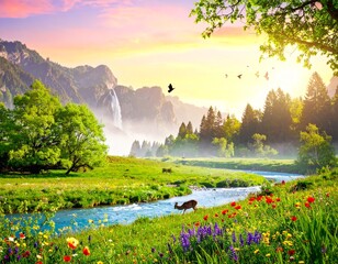 sunrise in the mountains