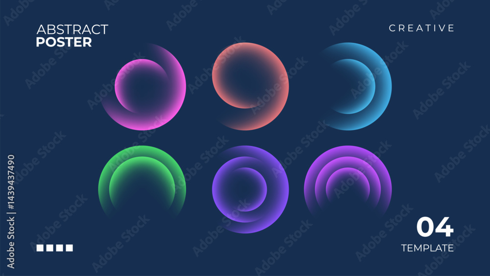 Aufkleber Futuristic abstract poster with color gradient round shapes. Abstract background with soft colored spheres for creative graphic design. Vector illustration.